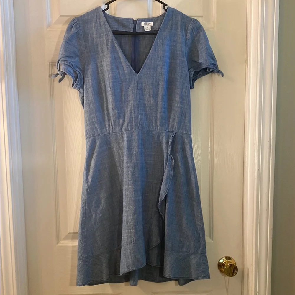 J. Crew Blue Flutter Sleeve V-Neck Sundress